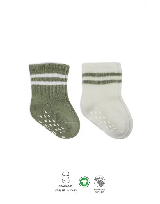 Omarı Çember Desenli Kaymaz Soket Çorap Seti
