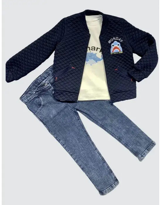 Omarı Çocuk Pilot Mont ve Kot Pantolon Takımı Lacivert