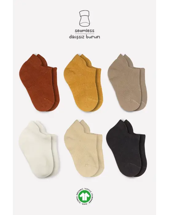 Omarı Çorap Mix Sneakers 6lı Set Toprak Renkli