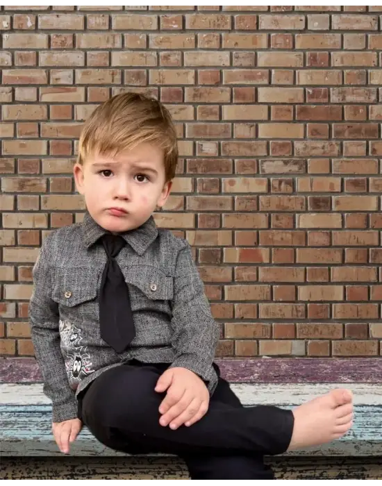 Omarı Elegan Siyah Erkek Çocuk 3lü Takım