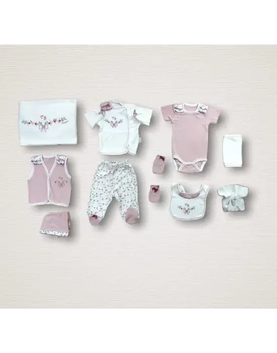 Omarı Havadar Bahar Çiçekleri Desenli 10 Parça Zıbın Takımı