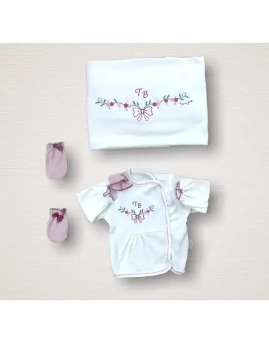 Omarı Havadar Bahar Çiçekleri Desenli 10 Parça Zıbın Takımı