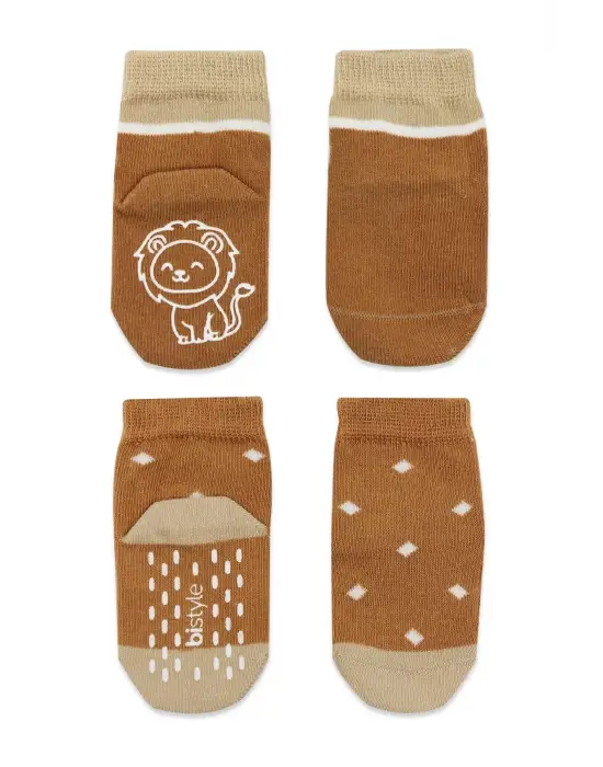 Omarı Hayvan Figürlü Kaymaz Erkek Soket Çorap 2li Set