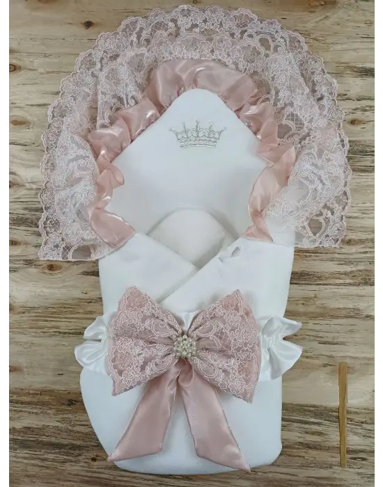 Omarı İnci ve Dantel Detaylı Gül Kurusu Battaniye