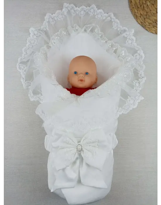 Omarı İpek Pamuklu Lüks Kundak Bebek Battaniyesi