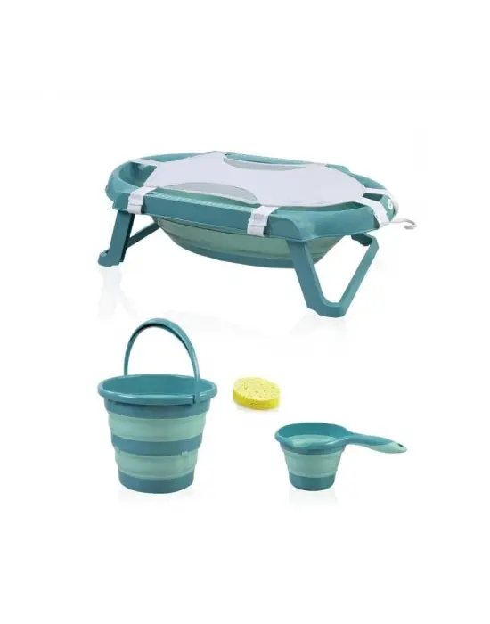 Omarı Katlanabilir 5li Turkuaz Banyo Küvet Seti