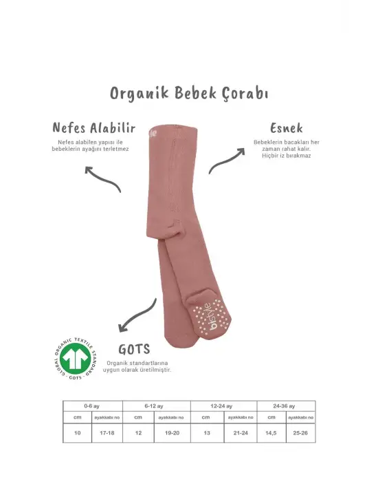 Omarı Kaymaz Havlu Kaplamalı Pudra Külotlu Çorap
