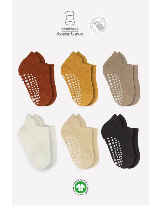 Omarı Kaymaz Penye Çorap Seti - 6lı Sneakers Çoraplar