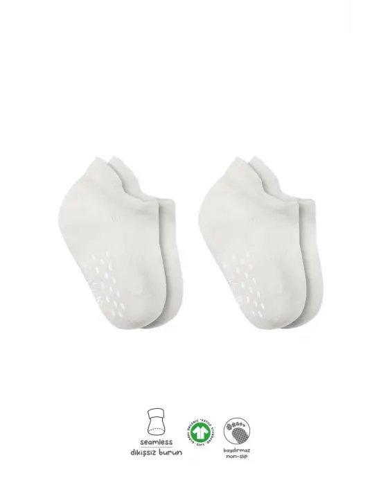 Omarı Kaymaz Tabanlı Basic Penye Çorap Seti Ekru