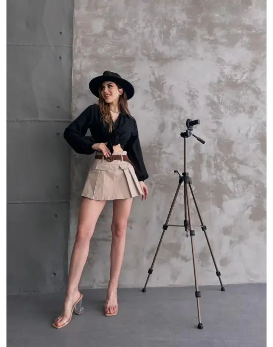 Omarı Kemer Detaylı Şort Etek Modelleri