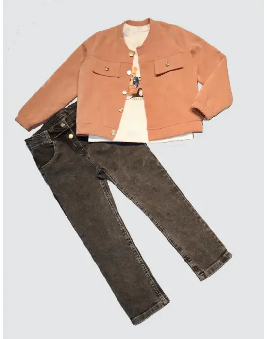 Omarı Kiremit Renkli Erkek Çocuk 3lü Takım