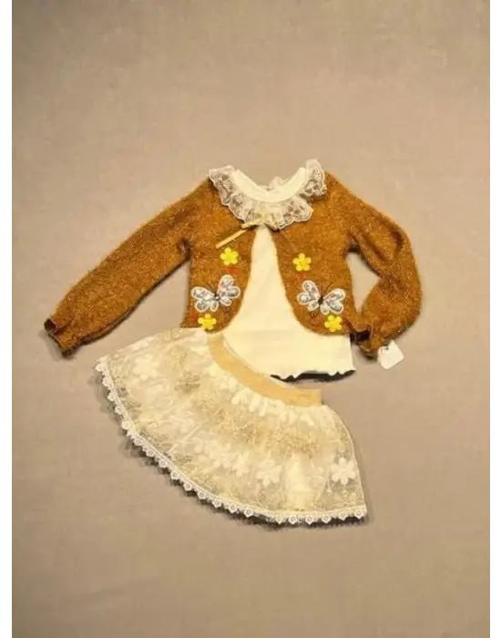 Omarı Kız Çocuk 3lü Hardal Renk Sweat Takımı