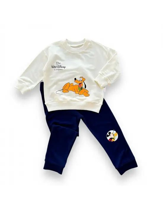 Omarı Köpek Desenli Bebek Erkek Takımı Lacivert