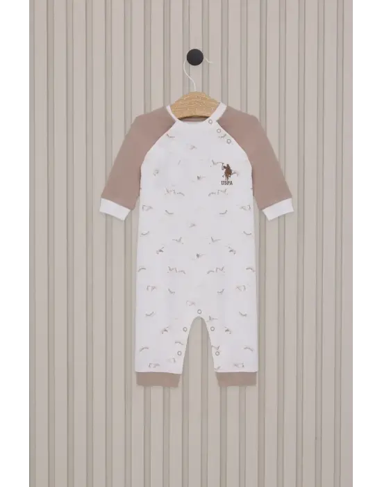 Omarı Krem Uzun Kol Patiksiz Bebek Tulumu