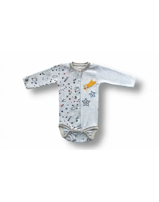 Omarı Kuyruklu Yıldız Nakışlı Bebek Takımı Mavi