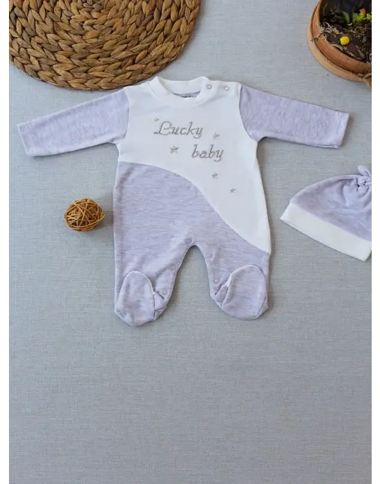 Omarı Lucky Baby Nakışlı Erkek Bebek Tulumu