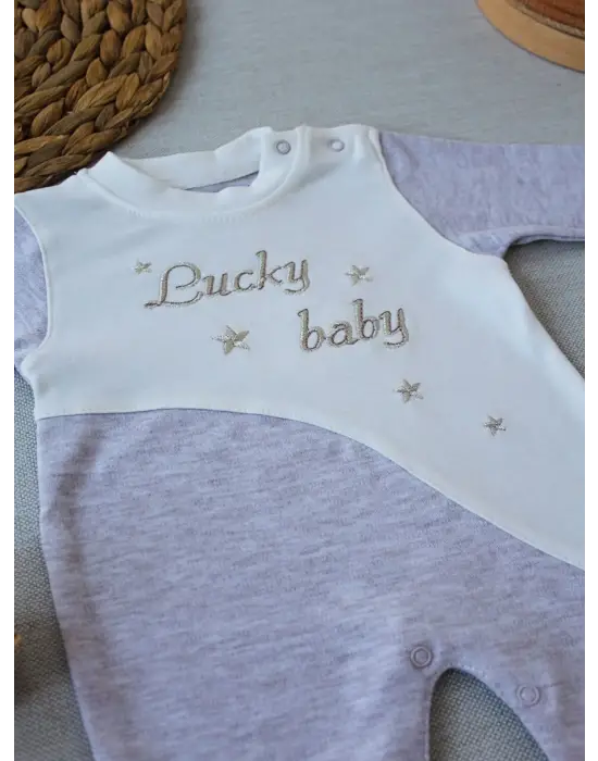 Omarı Lucky Baby Nakışlı Erkek Bebek Tulumu
