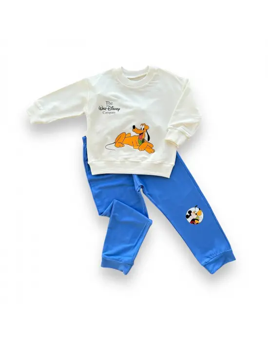 Omarı Mavi Köpek Desenli Bebek Erkek Takımı