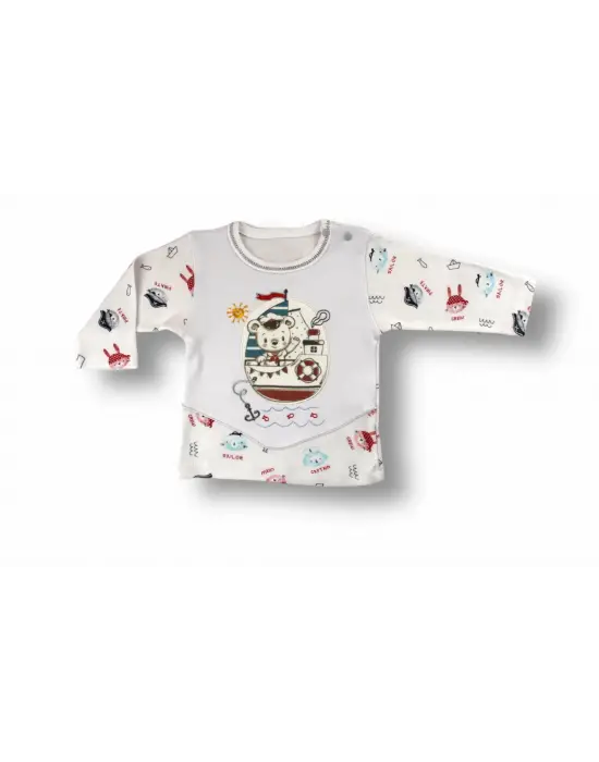 Omarı Minik Korsan Nakışlı Bebek Takımı Ekru