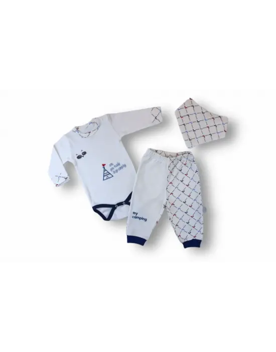 Omarı My Camping Nakışlı Bandajlı Bebek Takımı Ekru