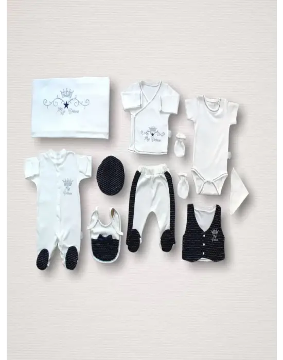 Omarı Nakışlı 10lu Zıbın Takımı Lacivert