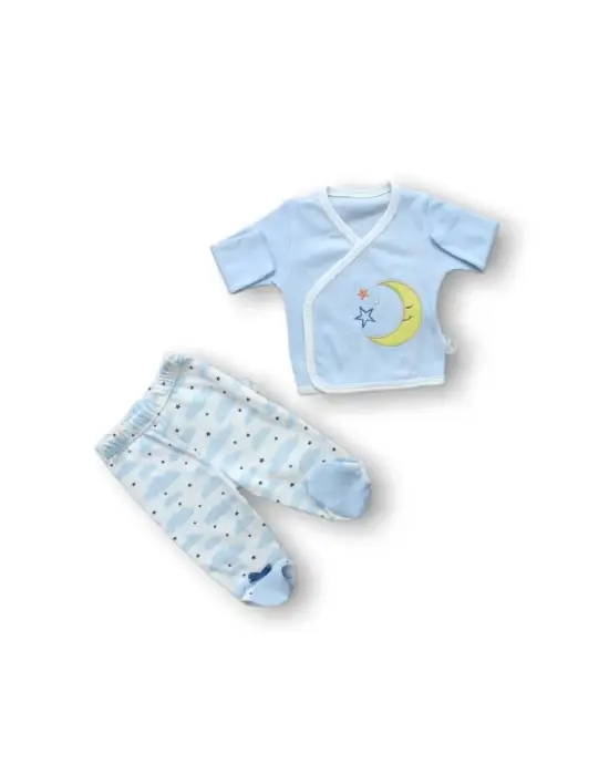 Omarı Nakışlı 5 Parça Zıbın Takımı - Mavi