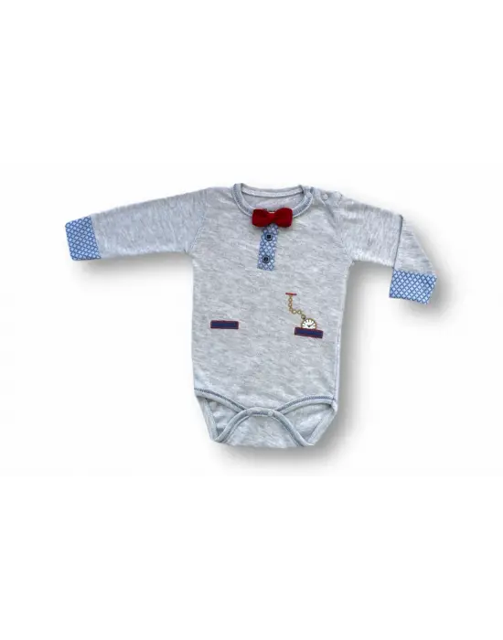 Omarı Nakışlı Şapkalı Erkek Bebek Takımı Mavi