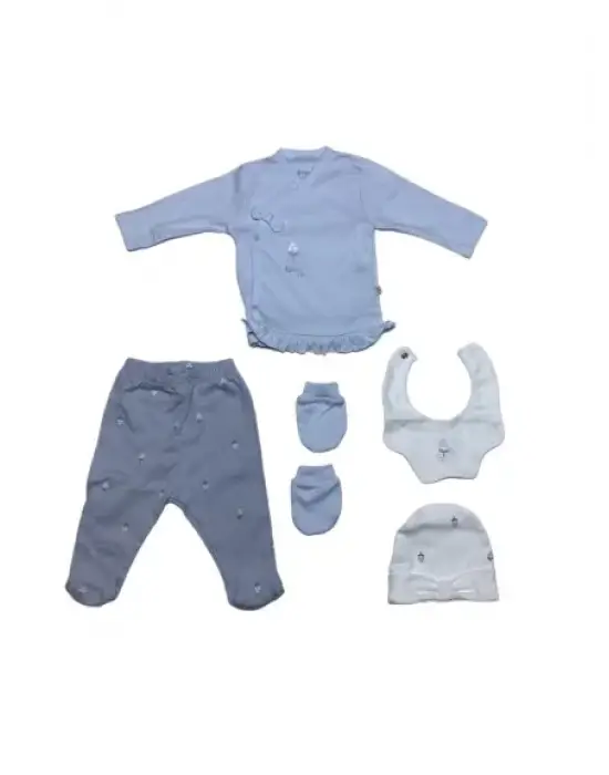 Omarı Organik Çiçek Desenli 5 Parça Hastane Çıkış Seti