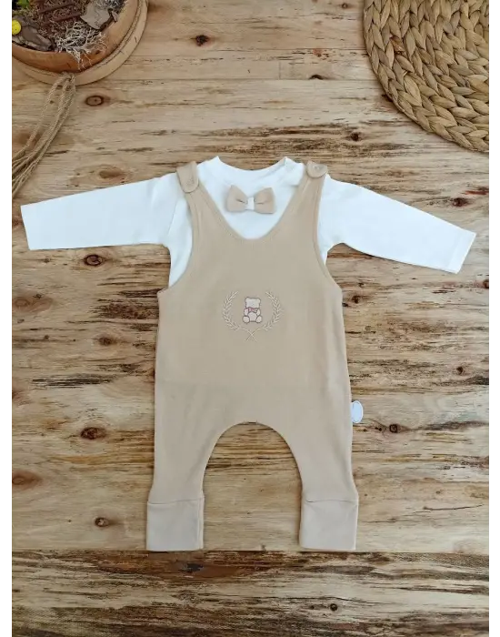 Omarı Oyuncaklı Altınbaşak Kız Erkek Bebek Takımı - Vizon Renkli