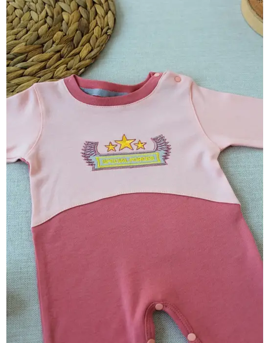 Omarı Özel Kuvvetler Nakışlı Bebek Tulumu - Gül Kurusu