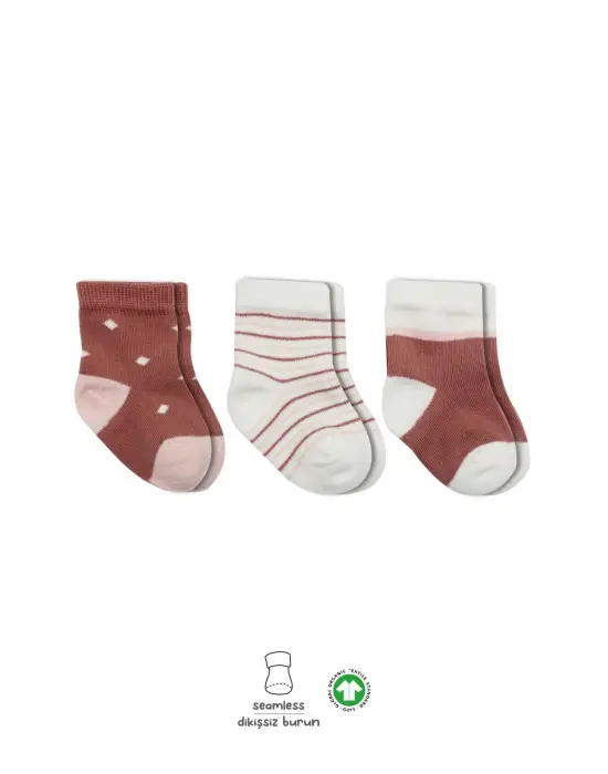 Omarı Penye Kız Çocuk Soket Çorap Seti Pudra Renkli