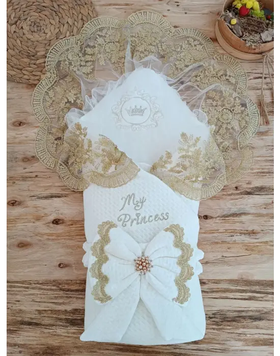 Omarı Prenses Temalı Yenidoğan Pamuk Kundak Bebek Battaniyesi