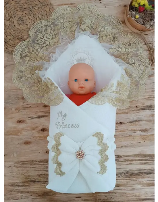 Omarı Prenses Temalı Yenidoğan Pamuk Kundak Bebek Battaniyesi