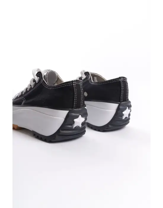 Omarı Rahat Bağcıklı Siyah Spor Ayakkabı - Paris Stili