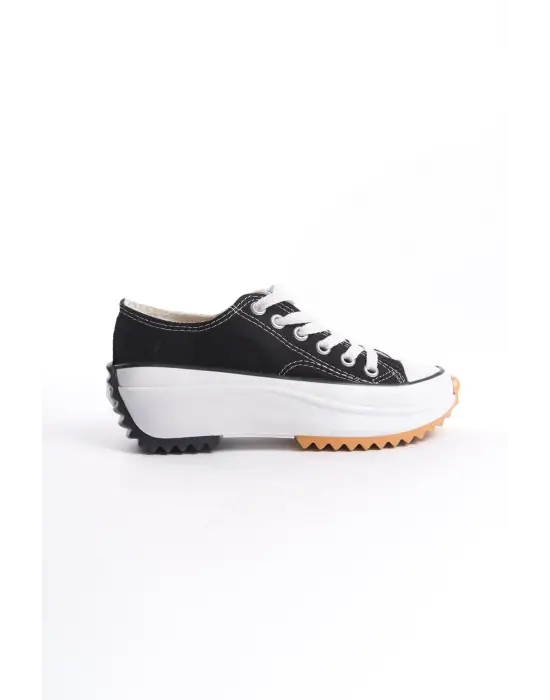 Omarı Rahat Bağcıklı Siyah Spor Ayakkabı - Paris Stili