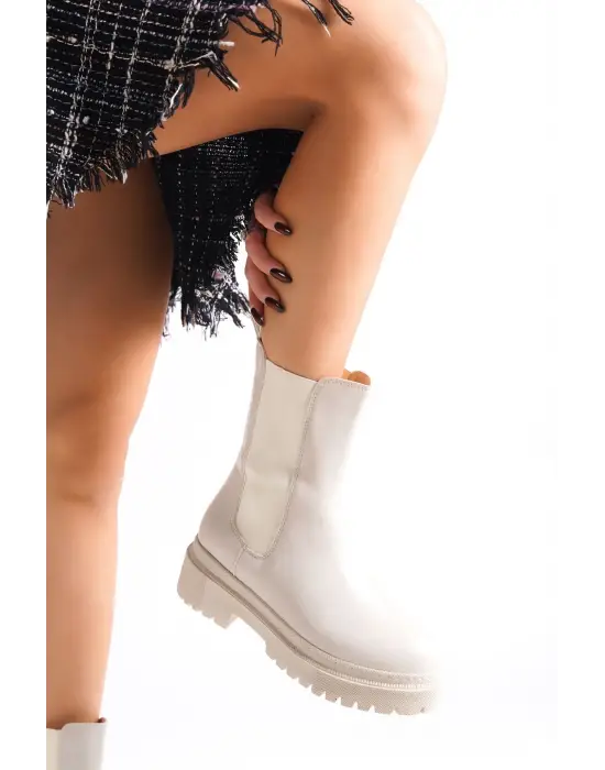 Omarı Rahat Tabanlı Bağcıksız Tabaan Bayan Bot - Krem