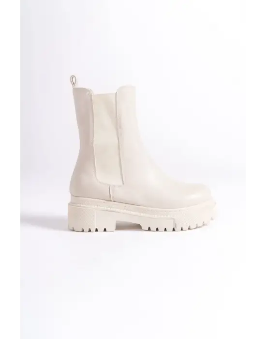 Omarı Rahat Tabanlı Bağcıksız Tabaan Bayan Bot - Krem