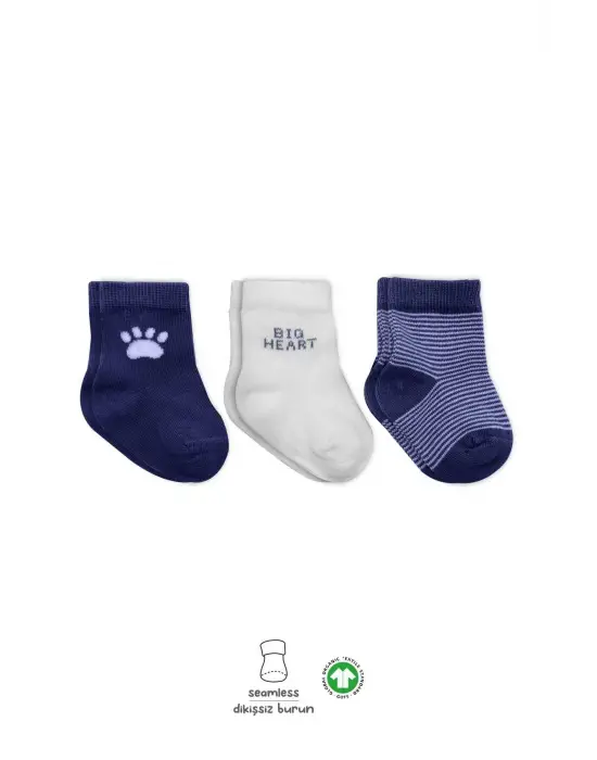 Omarı Rahat ve Şık 3lü Penye Çorap Seti - İndigo