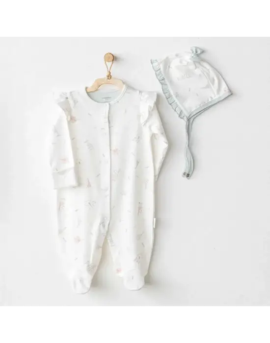 Omarı Rahat ve Şık Ekru Bebek Tulum Takımı
