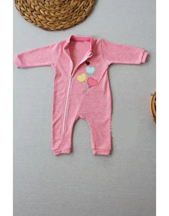 Omarı Rengarenk Uçan Balon Desenli Bebek Kız Tulumu