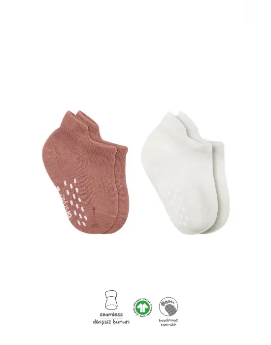 Omarı Renkli Kaymaz Penye Çorap 2li Paket