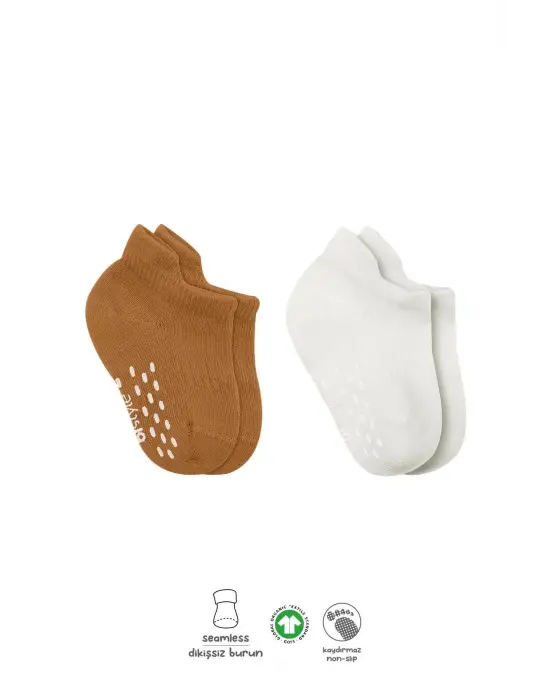 Omarı Renkli Kaymaz Sneakers Penye Çorap Seti