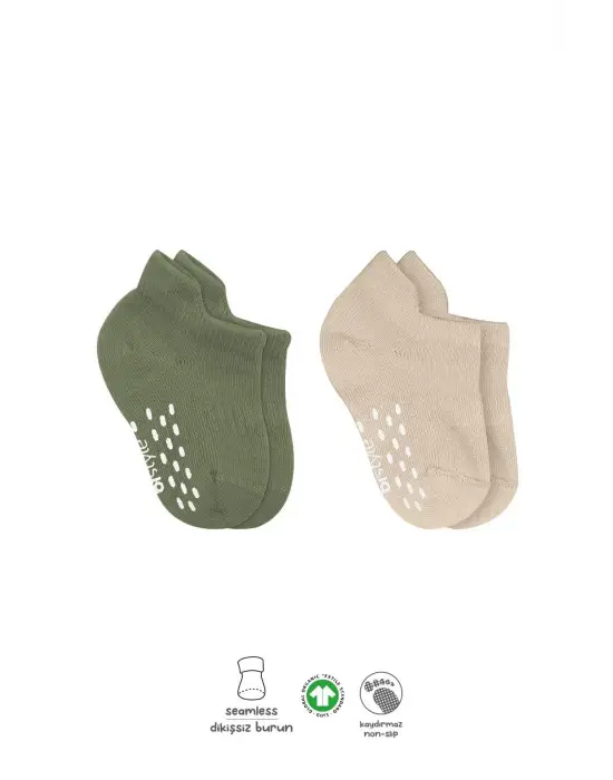 Omarı Renkli Kaymaz Sneakers Penye Çorap Seti