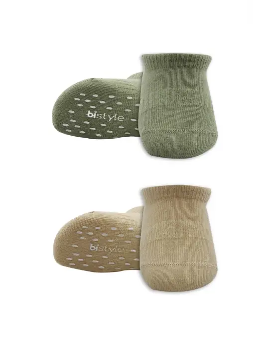 Omarı Renkli Kaymaz Sneakers Penye Çorap Seti