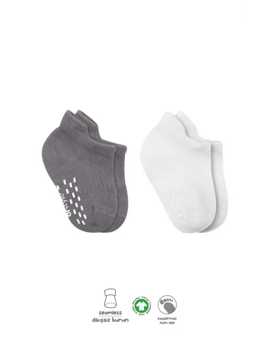 Omarı Renkli ve Kaymaz 2li Penye Sneakers Çorap Seti