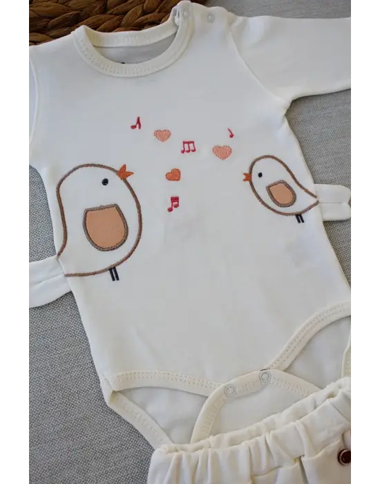 Omarı Şarkıcı Kuşlar Nakışlı Bebek Takımı