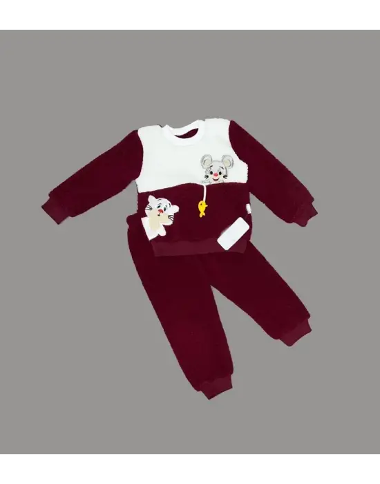 Omarı Sevimli Balık Nakışlı Kuzu Kumaş Sweat Pantolon Takımı