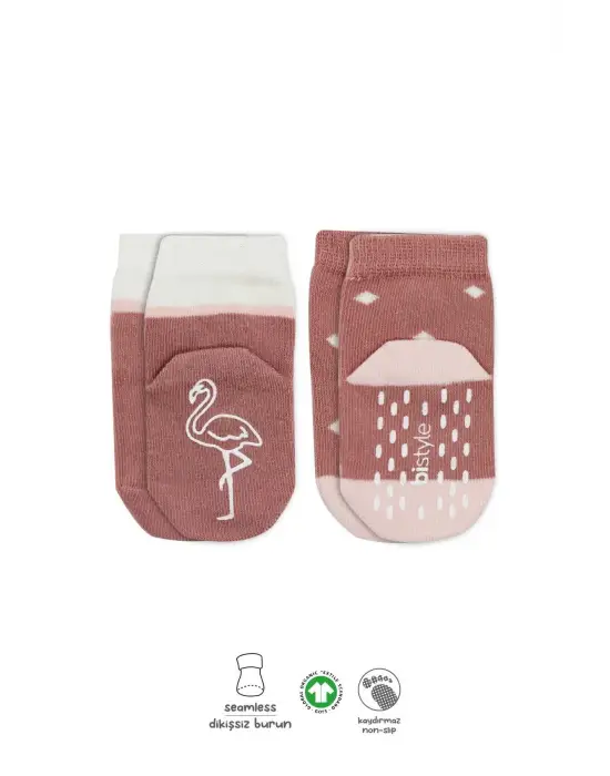 Omarı Sevimli Hayvan Desenli Kaydırmaz Kız Çorap Seti