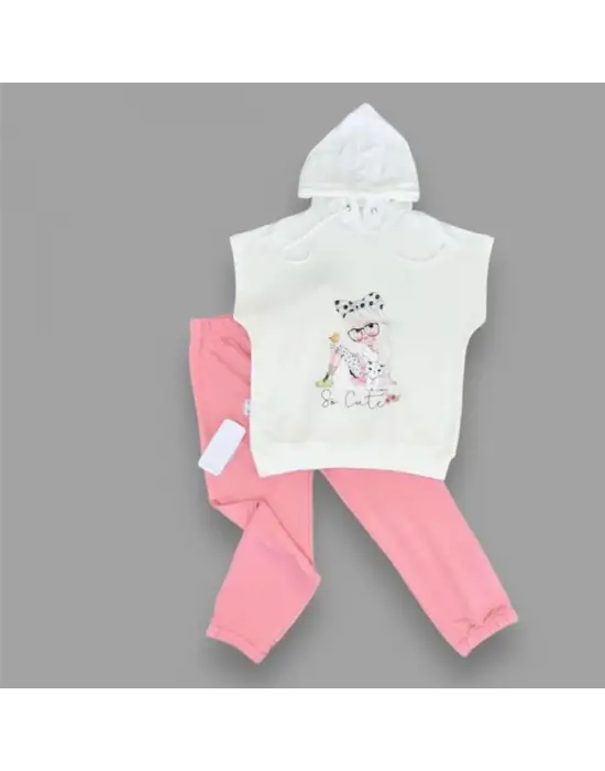 Omarı Sevimli Kapşonlu 2li Kız Erkek Çocuk Takımı
