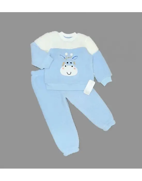 Omarı Sevimli Ponponlu Zürafa Desenli Çocuk Takımı